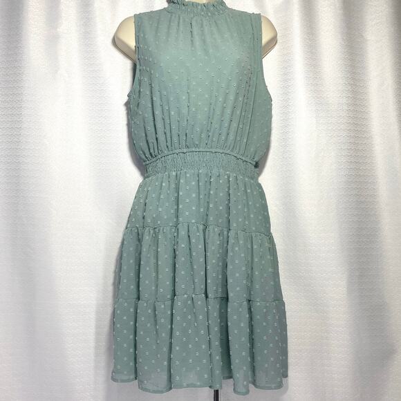 Sweet Wanderer aqua green Sleeveless Mini Dress women sz L - Picture 1 of 9